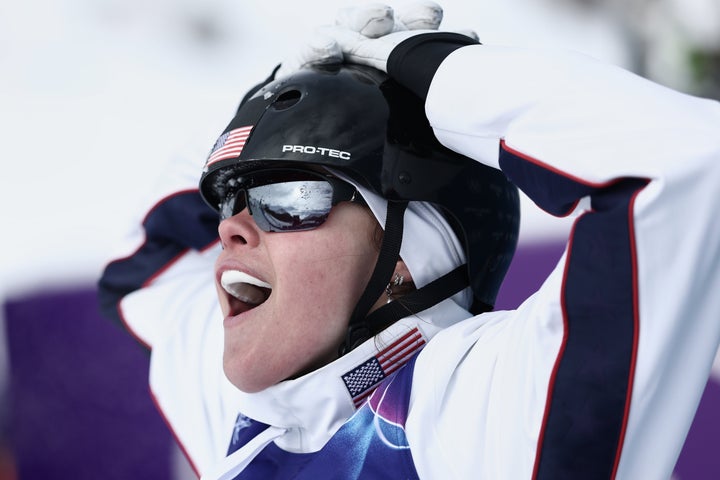 American freestyle skier Kaila Kuhn after competing in the women's freestyle aerial skiing final.
