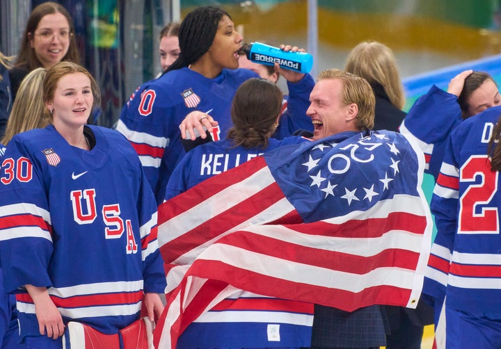 USA women's ice hockey head coach John Wroblewski after the team's gold medal game against Canada.
