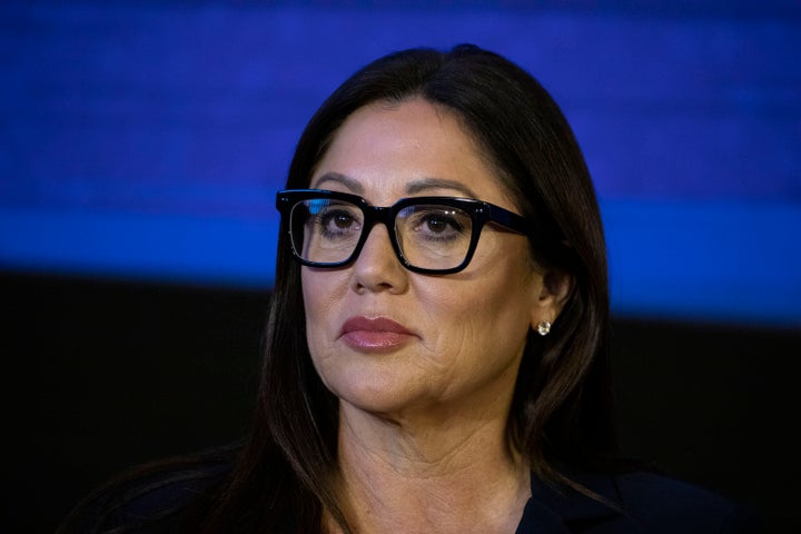 Labor Secretary Lori Chavez-DeRemer speaks at a Ford Pro Accelerate event on Sept. 30 in Detroit. The secretary's husband reportedly has been barred from entering the Labor Department’s headquarters after at least two women accused him of sexual assault.