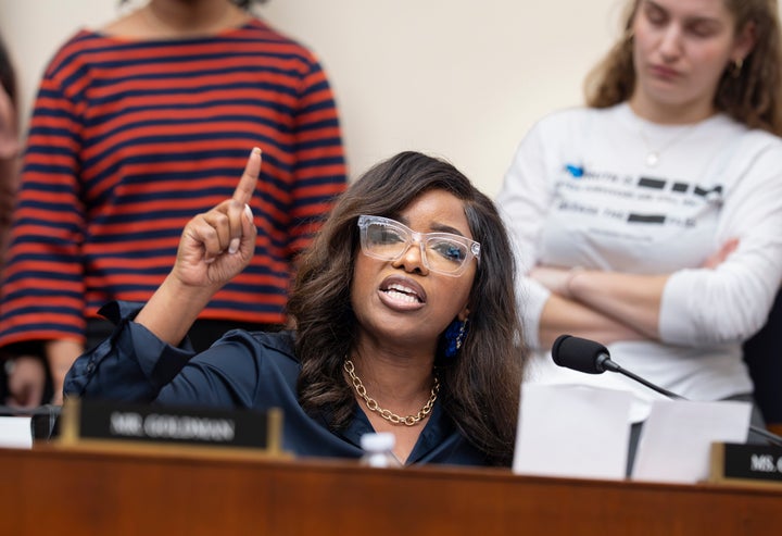 Rep. Jasmine Crockett (D-Texas) questions Attorney General Pam Bondi in the House Judiciary Committee at the Capitol in Washington, Wednesday, Feb. 11, 2026. (AP Photo/J. Scott Applewhite)