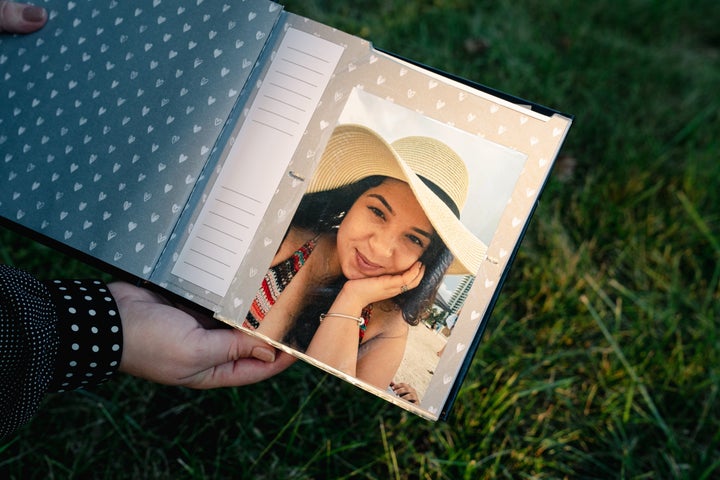Neima Benavides shows her favorite old photo of her late sister, Naibel Benavides-Leon, in Berkeley Heights, NJ, on August 12, 2025. Naibel was killed in 2019 when she was struck by a self-driving Tesla. (Photo by Shuran Huang/For The Washington Post via Getty Images)