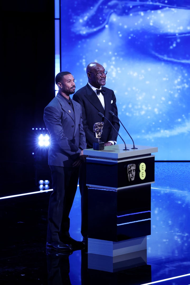 Michael B. Jordan and Delroy Lindo presenting the Special Visual Effects Award at Sunday night's Baftas