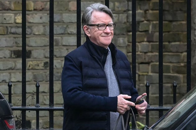 Peter Mandelson leaves his home in London earlier this month.