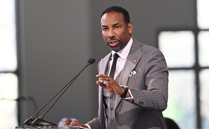 Mayor Andre Dickens, speaks onstage during the 2026 Martin Luther King, Jr. Beloved Community Commemorative Service at Ebenezer Baptist Church on January 19, 2026 in Atlanta, Georgia.