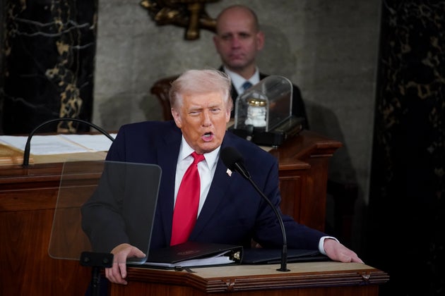 U.S. President Donald Trump speaks during a State of the Union address in the House Chamber of the U.S. Capitol in Washington, D.C., on Tuesday, Feb. 24, 2026. President Trump needs his State of the Union address to assuage voters anxious about the economy, foreign policy and even more tariff turmoil. 