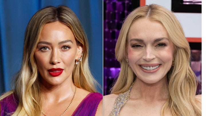 Hilary Duff, left, spoke about her alleged feud with fellow actor and singer Lindsay Lohan in a new episode of the show. 