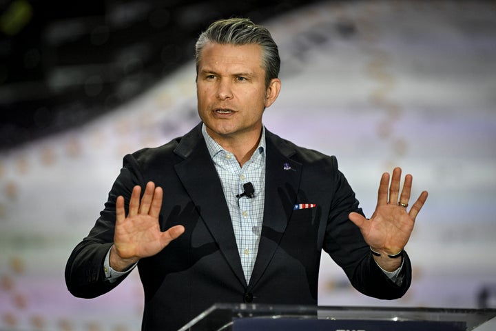 Defense Secretary Pete Hegseth speaks during a visit to Sierra Space in Louisville, Colorado on Feb. 23, 2026.