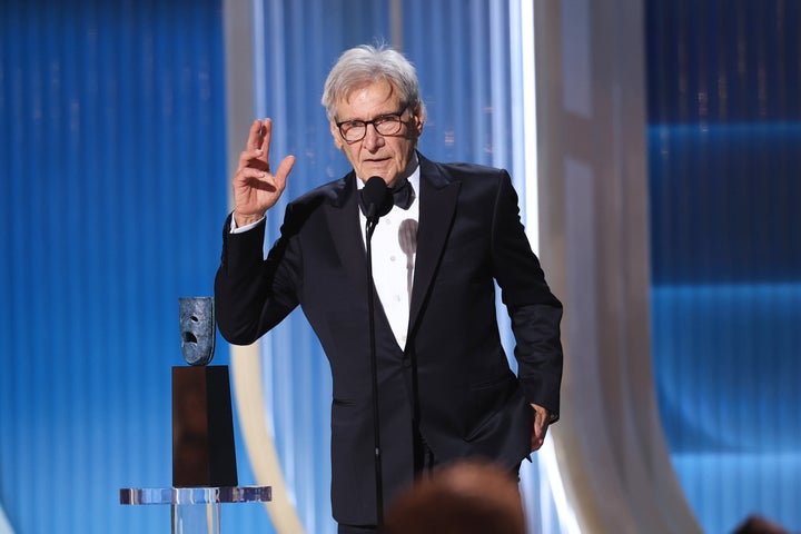 Harrison Ford chokes back tears in emotional speech at SAG Actor Awards 1 Harrison Ford accepts the Life Achievement Award during the 32nd Annual Actor Awards at the Shrine Auditorium and Expo Hall in Los Angeles on March 1, 2026.
