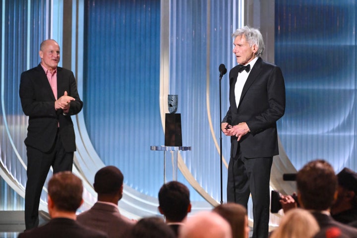 Woody Harrelson and Harrison Ford at the Actor Awards.