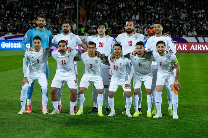 Irans's players pose for a team photo prior to the Asian qualifier group A soccer match against UAE for the 2026 World Cup in Tehran, Iran, in March 2025.