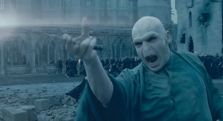 Ralph Fiennes in character as Voldemort