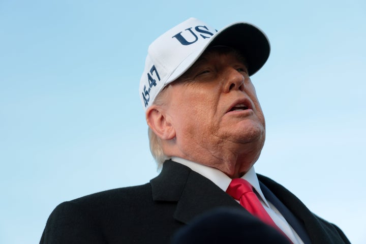 President Donald Trump wearing a baseball cap in January that looks very similar to the one he wore in his video Saturday.