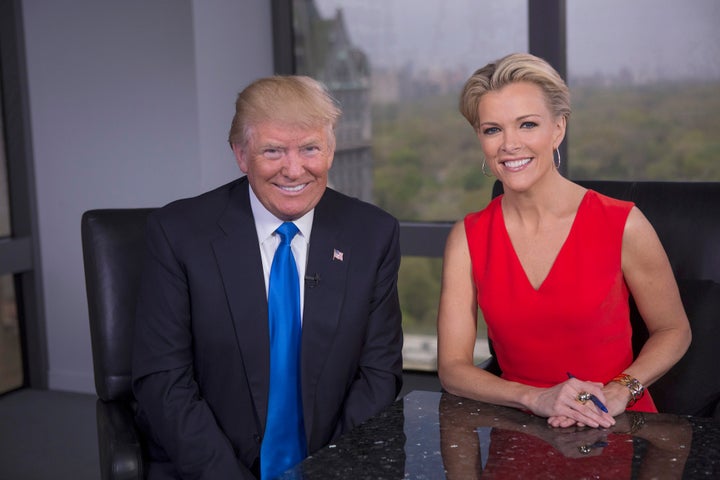 Megyn Kelly, right, pictured with Trump in a 2016 interview, wasn't feeling so smiley after the president launched a full-scale attack on Iran.
