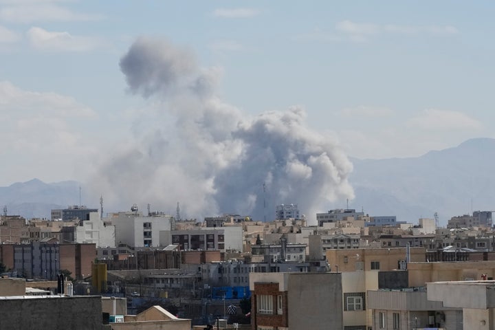 Smoke rises up after a strike in Tehran, Iran, Sunday, March 1.