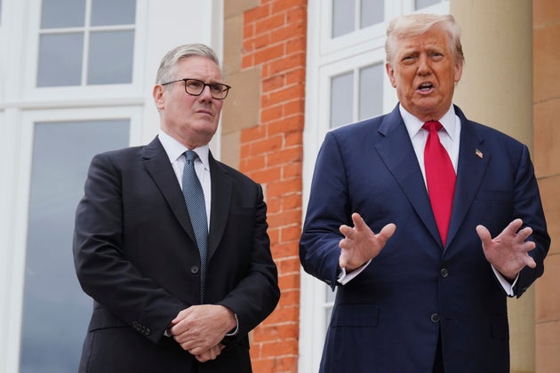 Donald Trump and Keir Starmer at the Trump Turnberry golf course in Turnberry last July.