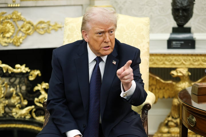 President Donald Trump, here during a White House meeting with German Chancellor Friedrich Merz on Tuesday, completely contradicted Vice President JD Vance's claim conflict with Iran would not end up as a "multiyear conflict."