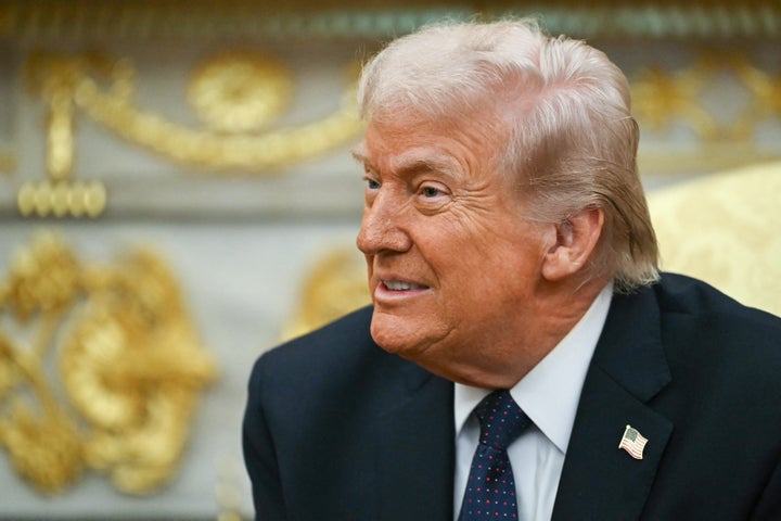 U.S. President Donald Trump looks on during a meeting with German Chancellor Friedrich Merz in the Oval Office of the White House in Washington, D.C. on March 3.