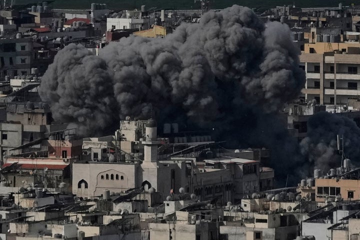 Smoke rises following an Israeli airstrike in Dahiyeh, Beirut's southern suburb, Lebanon, Wednesday, March 4, 2026.