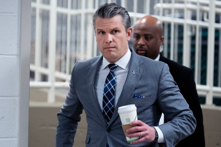 Defense Secretary Pete Hegseth arrives to the U.S. Capitol to brief senators on the military action against Iran on Tuesday, March 3, 2026. (Tom Williams/CQ-Roll Call, Inc via Getty Images)