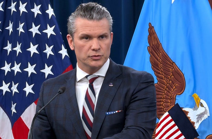 Defense Secretary Pete Hegseth speaks during a press briefing at the Pentagon, on March 4, 2026, in Washington.