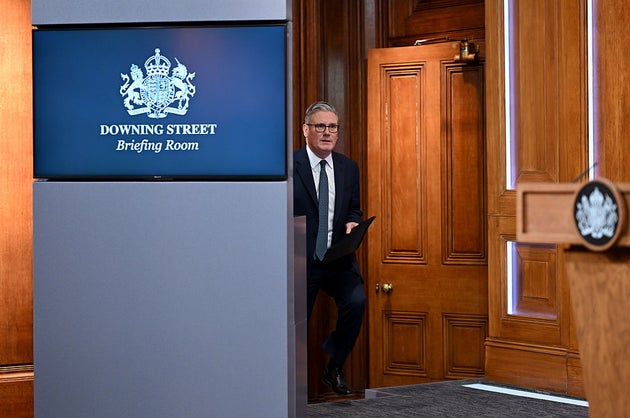 Keir Starmer arrives to give an update on the situation in the Middle East.