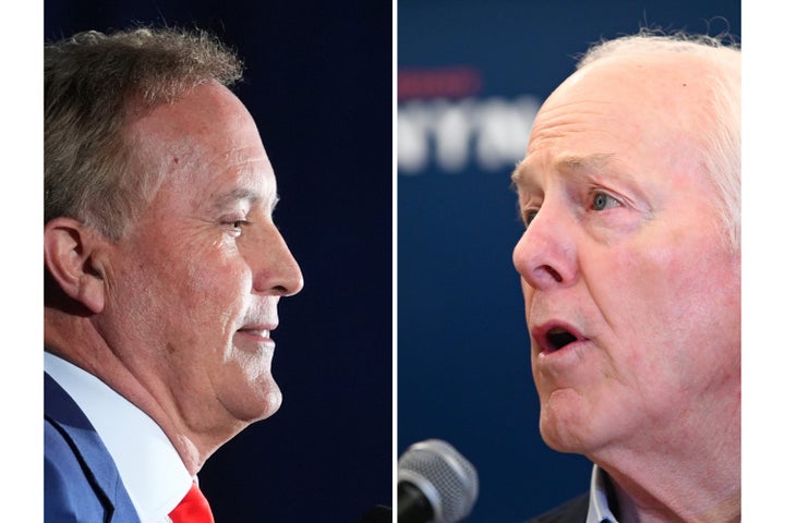 Texas Attorney General Ken Paxton (left) is set to face Sen. John Cornyn in a runoff for the Republican primary for Cornyn's seat.