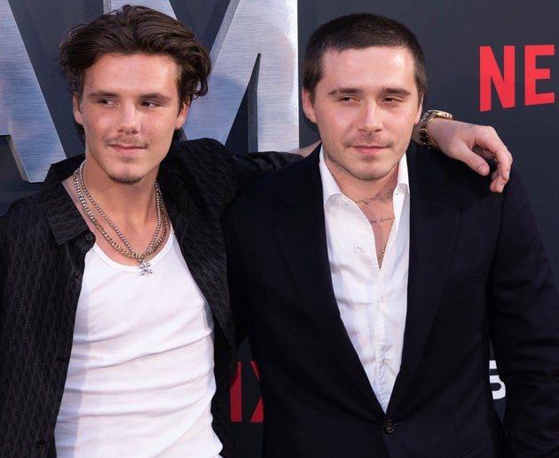 Brothers Cruz Beckham and Brooklyn Peltz Beckham pictured together in October 2023