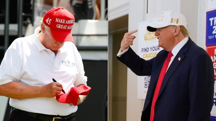 The ways Trump wears his hats in different contexts are also notable.