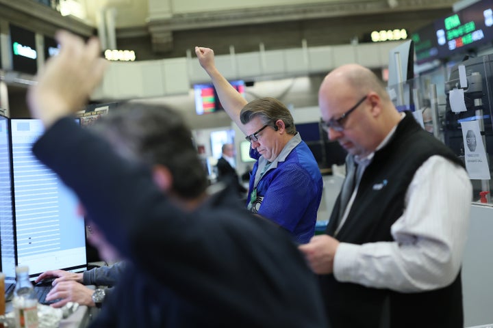 NEW YORK, NEW YORK - MARCH 06: Traders work on the floor of the New York Stock Exchange during morning trading on March 06, 2026 in New York City. (Photo by Michael M. Santiago/Getty Images)