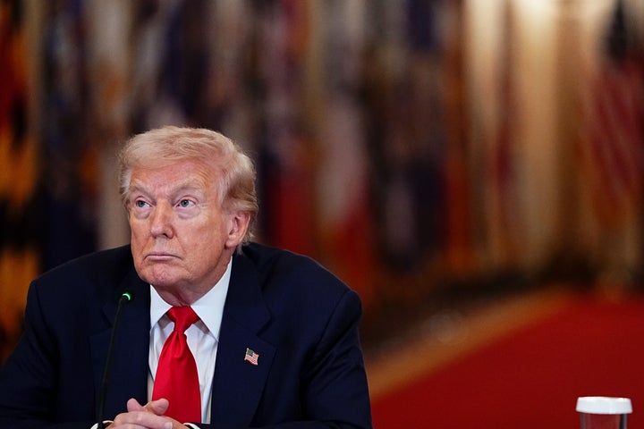 US President Donald Trump during a "Saving College Sports" roundtable in the East Room of the White House in Washington, DC, US, on Friday, March 6, 2026. Photographer: Aaron Schwartz/Bloomberg via Getty Images