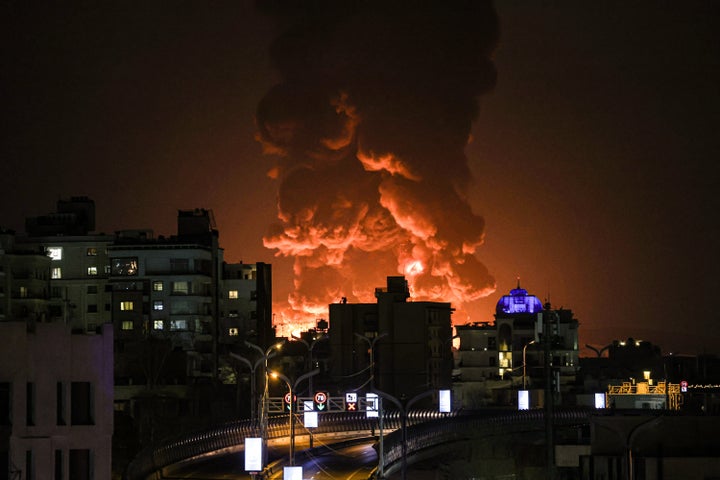 TEHRAN, IRAN - MARCH 07: A large plume of smoke rises over Tehran after explosions were reported in the city during the night on March 07, 2026 in Tehran, Iran. (Photo by Contributor/Getty Images)