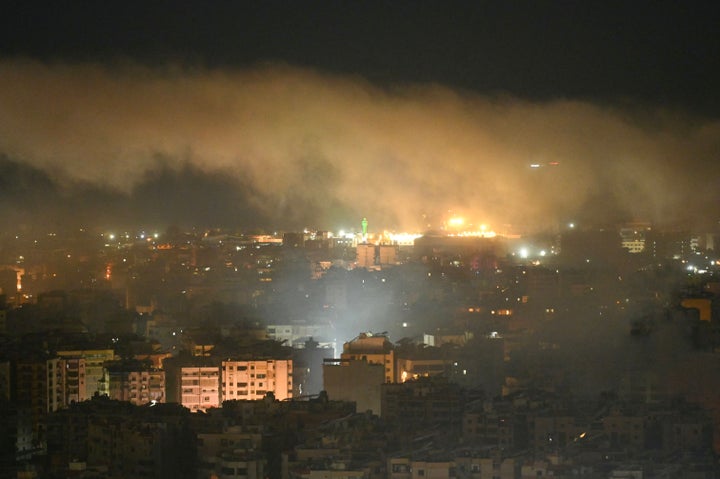 Smoke rises after an Israeli airstrike targeted an area in Beirut's southern suburbs on March 7, 2026. (Photo by FADEL itani / AFP via Getty Images)
