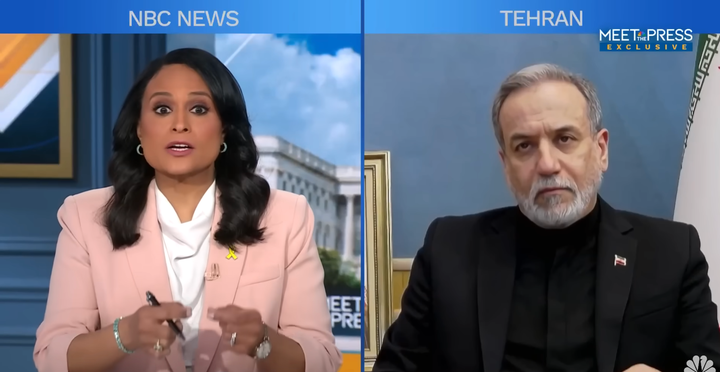 NBC's Kristen Welker speaking with Foreign Minister of Iran Abbas Araghchi during a Mar. 8 episode of "Meet the Press."