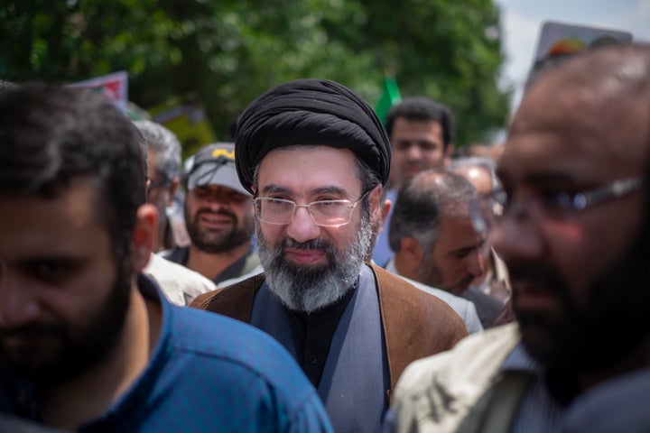 May 31, 2019 file photo shows, Son of Irans Supreme Leader Ayatollah Ali Khamenei, Mojtaba Khamenei, attends a demonstration to mark Jerusalem day in Tehran. (Photo by Morteza Nikoubazl/NurPhoto via Getty Images)