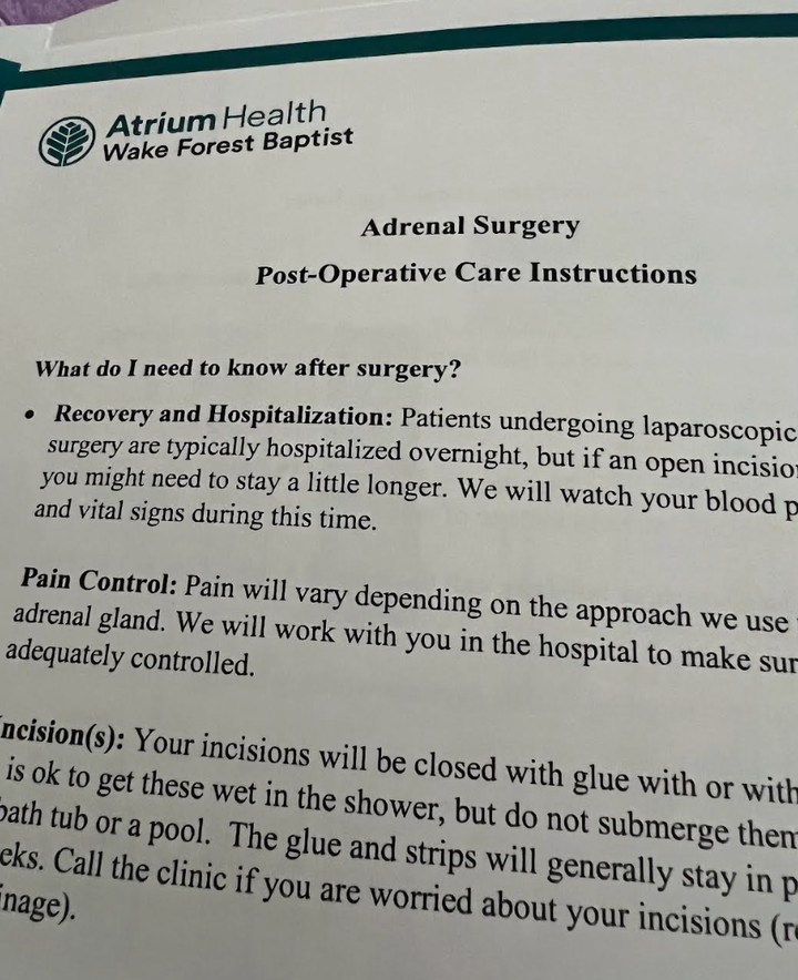 "Some of the paperwork they sent me home with after my surgical consultation," the author writes.