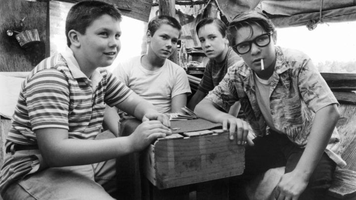 From left, Jerry O'Connell, River Phoenix, Wil Wheaton and Corey Feldman in a scene from the 1986 film 
