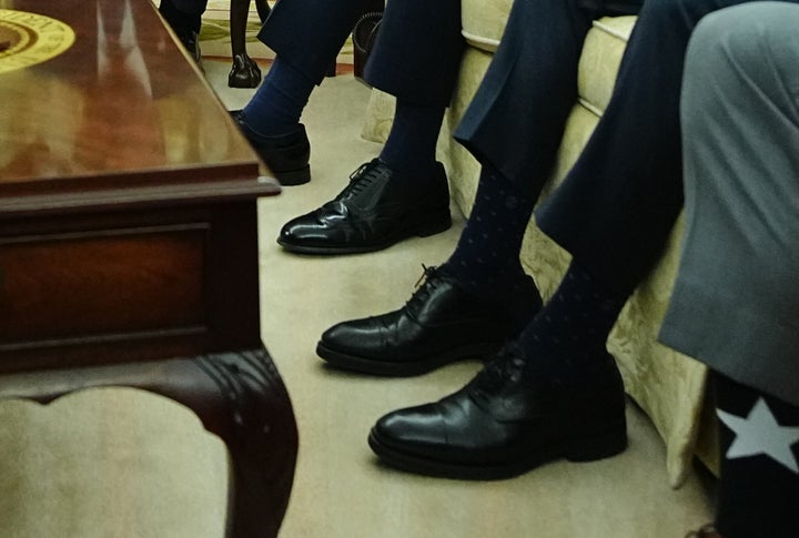 Shoes worn by Vice President JD Vance (left) and Secretary of State Marco Rubio.