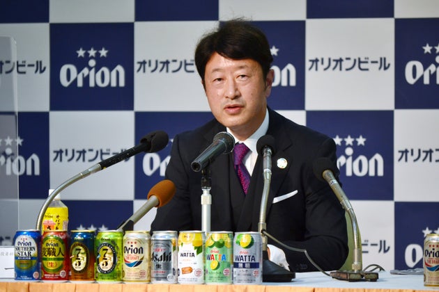 オリオンビールの社長に就任し記者会見する村野一氏