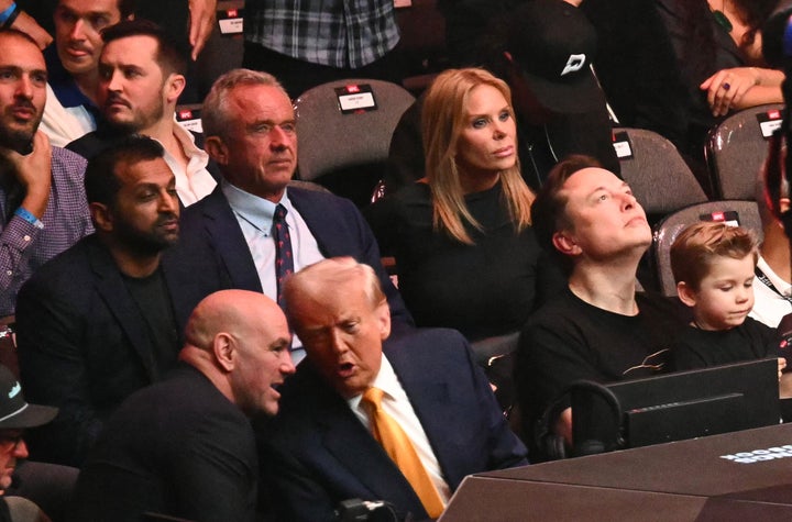 FBI Director Kash Patel, pictured behind Dana White and Donald Trump at a 2025 UFC event in Miami, has announced a training seminar with the MMA organization.