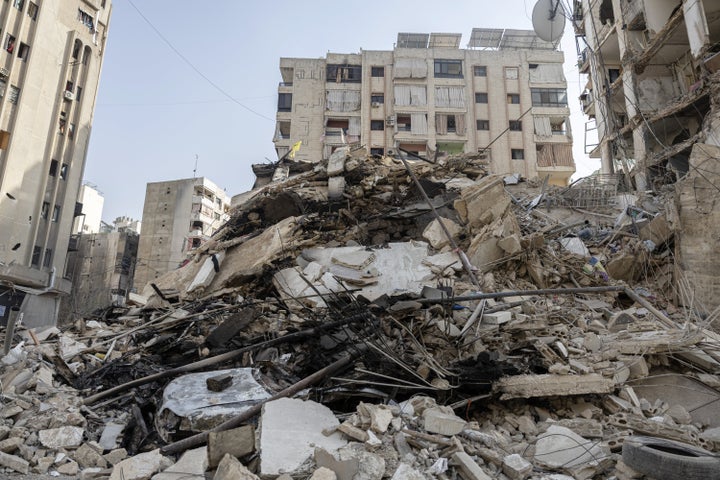 BEIRUT, LEBANON - MARCH 12: A view of the damaged buildings following an Israeli attack on Raouche neighborhood, in Beirut, Lebanon on March 12, 2026. (Photo by Alfredo Zuniga/Anadolu via Getty Images)