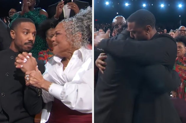 Michael B Jordan reacts to the news that he's just won his first Oscar