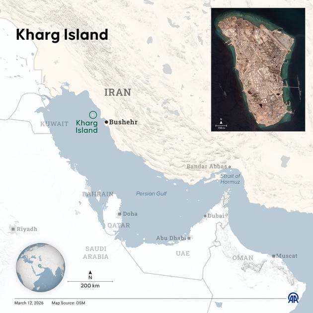 The U.S. struck Kharg Island's military sites earlier this month and Trump has threatened to hit the location again. 