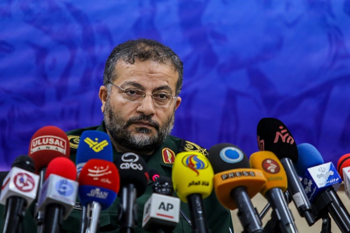 Commander of Iran's Basij paramilitary force, General Gholam Reza Soleimani, gives a press conference in Tehran, Iran, on November 18, 2019.