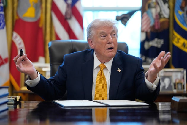 President Donald Trump speaks before signing an executive order regarding a task force on fraud in the Oval Office of the White House, Monday, March 16, 2026, in Washington. 
