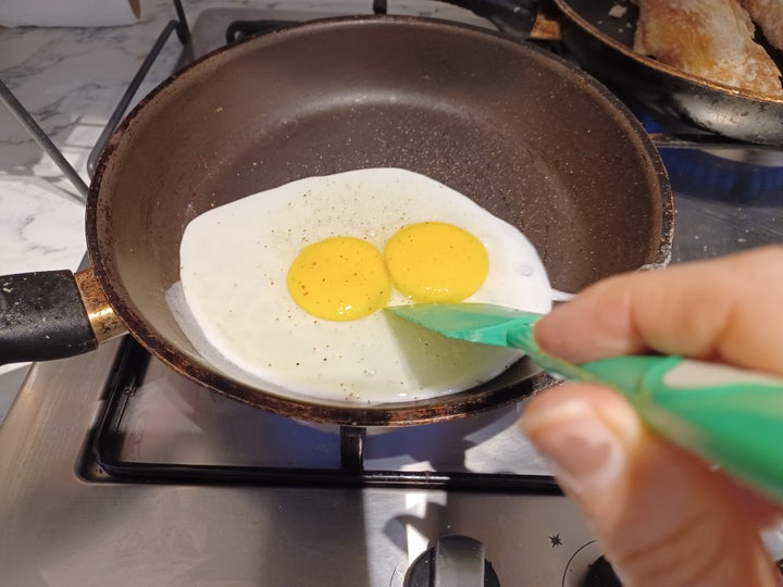 The beginning of "frambled" eggs