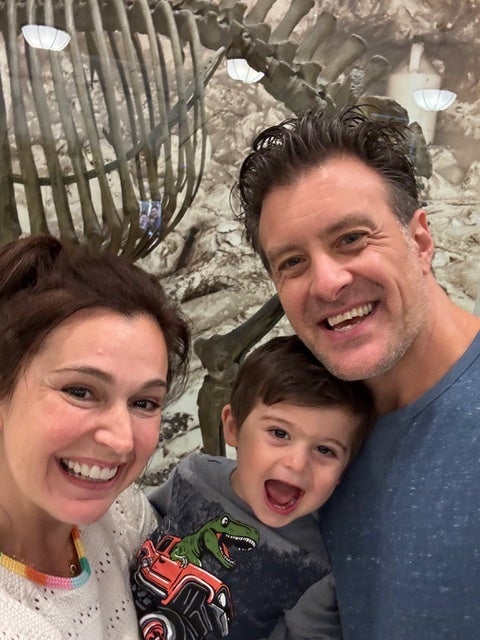 The author with her husband Tom and their 18-month-old son, Maverick.