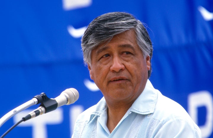 United Farm Workers President Cesar Chavez during a farm workers support walk and speech on June 4, 1988, in McFarland, California.