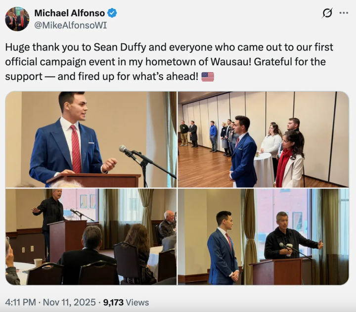 In a post on X, Alfonso thanked his father-in-law for joining him on the campaign trail in Wisconsin last November.