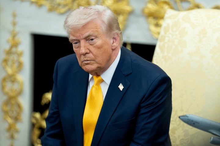 US President Donald Trump during a meeting with Sanae Takaichi, Japan's prime minister, not pictured, in the Oval Office of the White House in Washington, DC, US, on Thursday, March 19, 2026. Tensions between the US and Japan over the Iran war remained evident as President Donald Trump hosted Prime Minister Sanae Takaichi, even as he praised Japan for answering his call for support in the effort. Photographer: Aaron Schwartz/CNP/Bloomberg via Getty Images