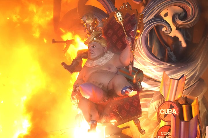 During the Fallas, a ninot representing Donald Trump is burned.